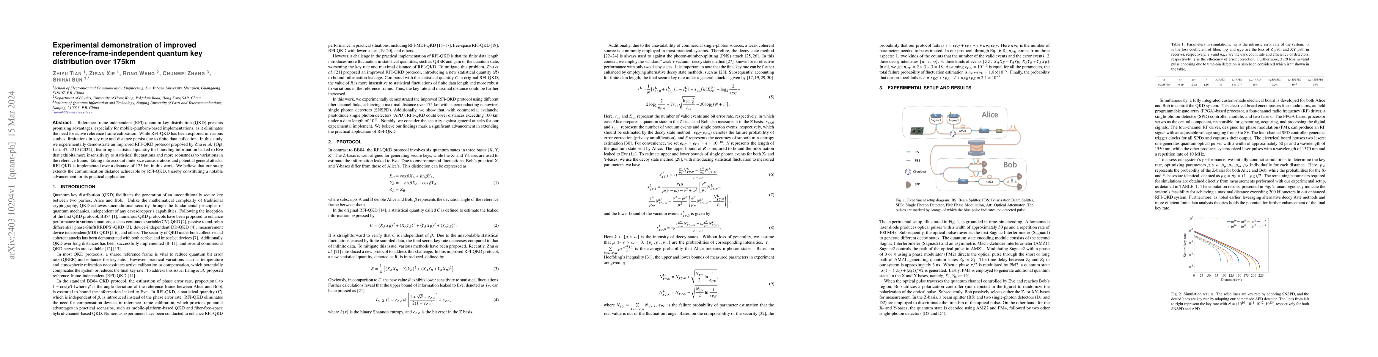 Thumbnail for Experimental demonstration of improved reference-frame-independent
  quantum key distribution over 175km