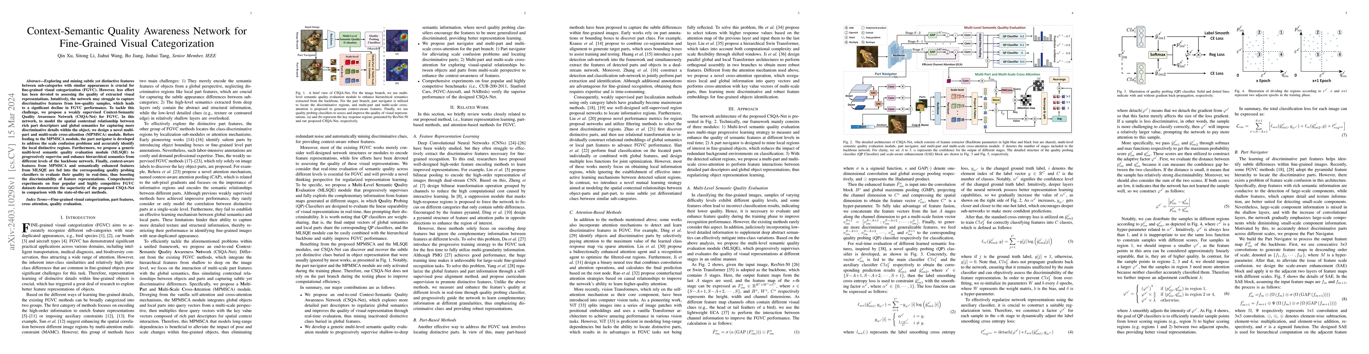 Thumbnail for Context-Semantic Quality Awareness Network for Fine-Grained Visual
  Categorization