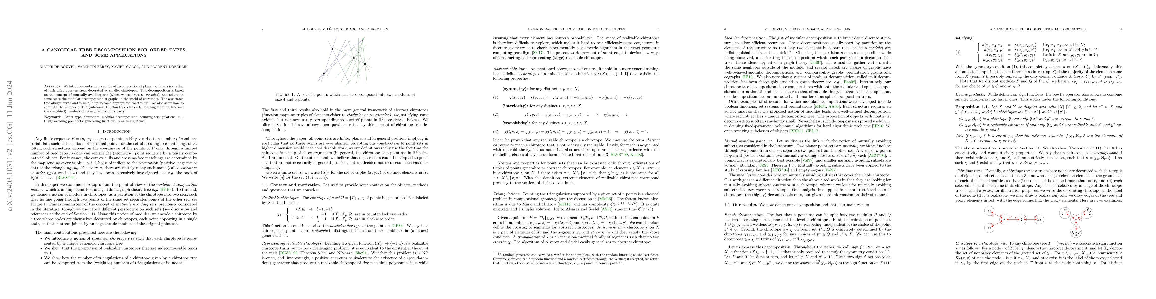 Thumbnail for A canonical tree decomposition for order types, and some applications