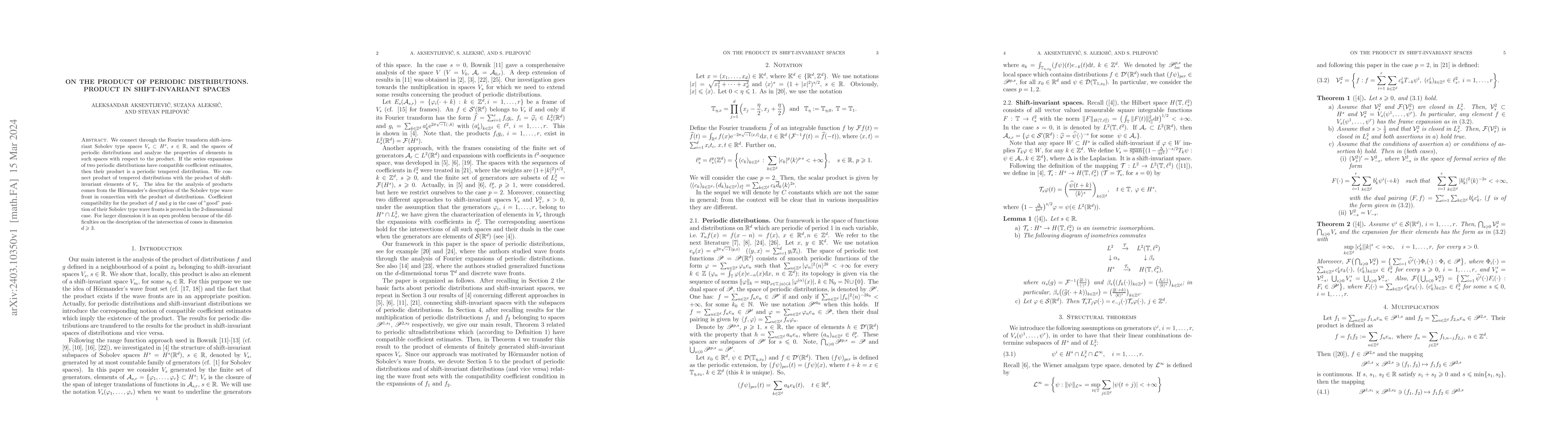 Thumbnail for On the product of periodic distributions. Product in shift-invariant
  spaces