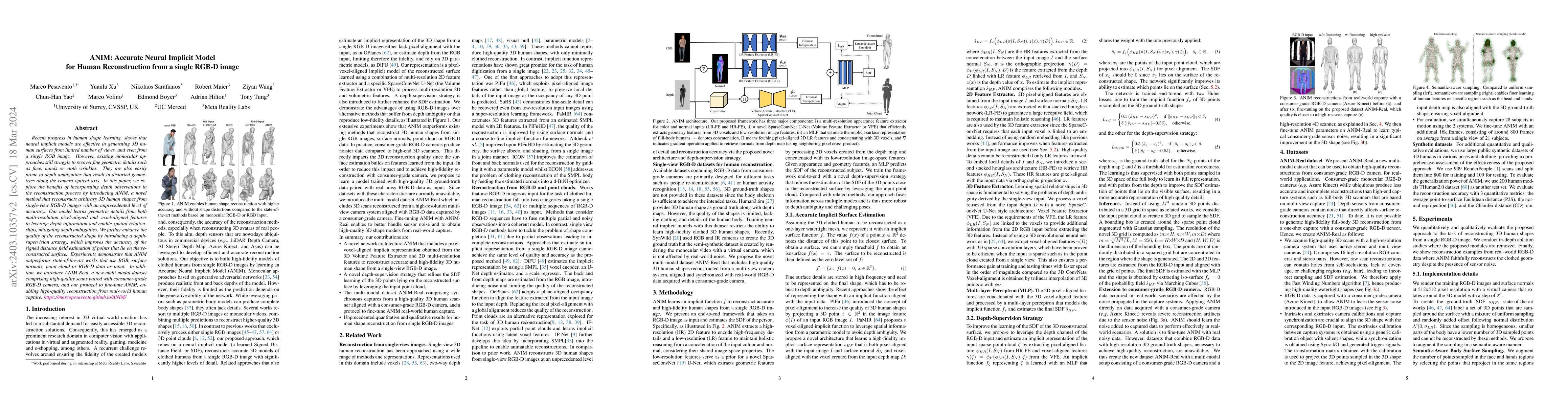 Thumbnail for ANIM: Accurate Neural Implicit Model for Human Reconstruction from a
  single RGB-D image