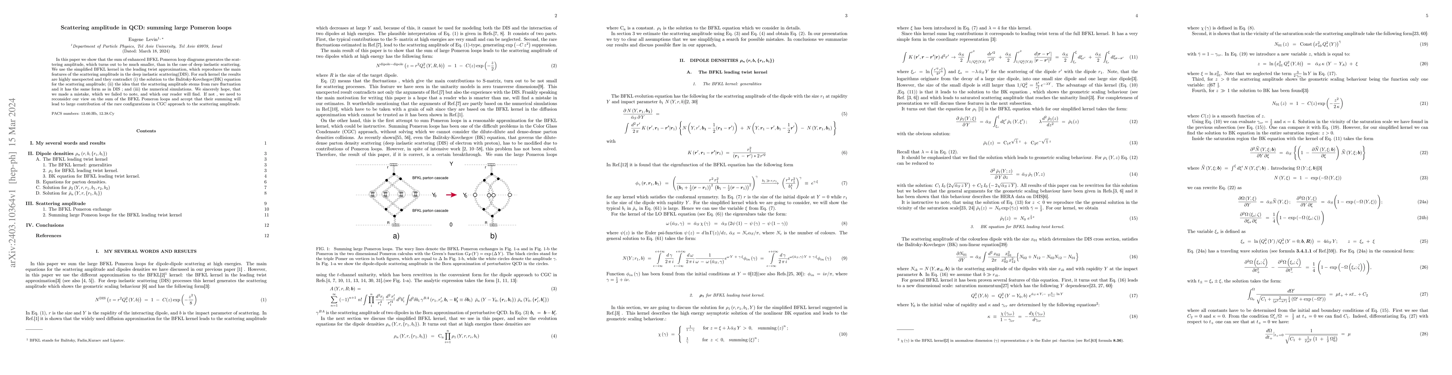 Thumbnail for Scattering amplitude in QCD: summing large Pomeron loops