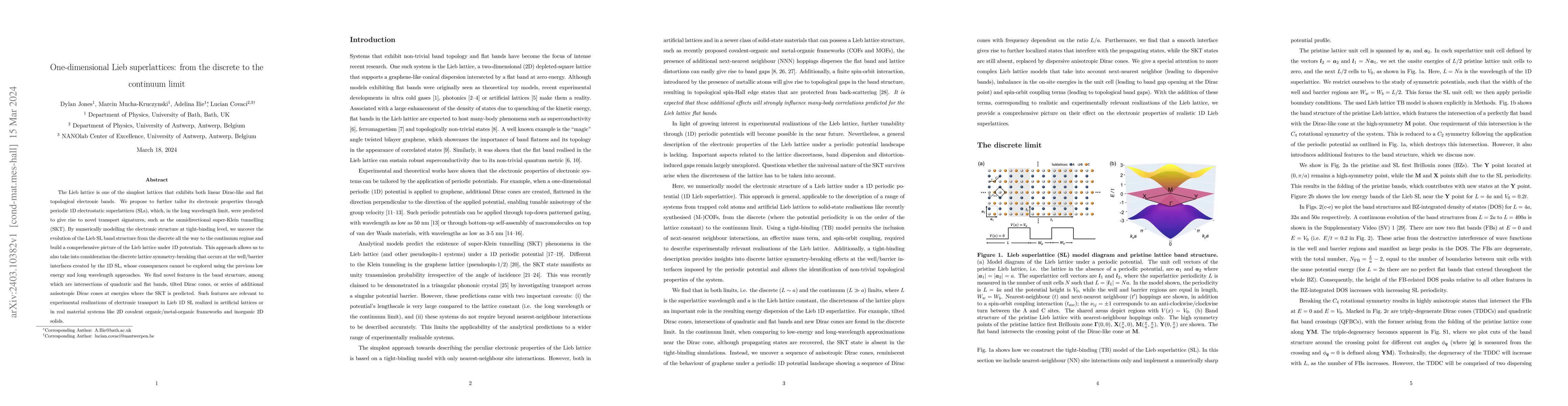 Thumbnail for One-dimensional Lieb superlattices: from the discrete to the continuum
  limit