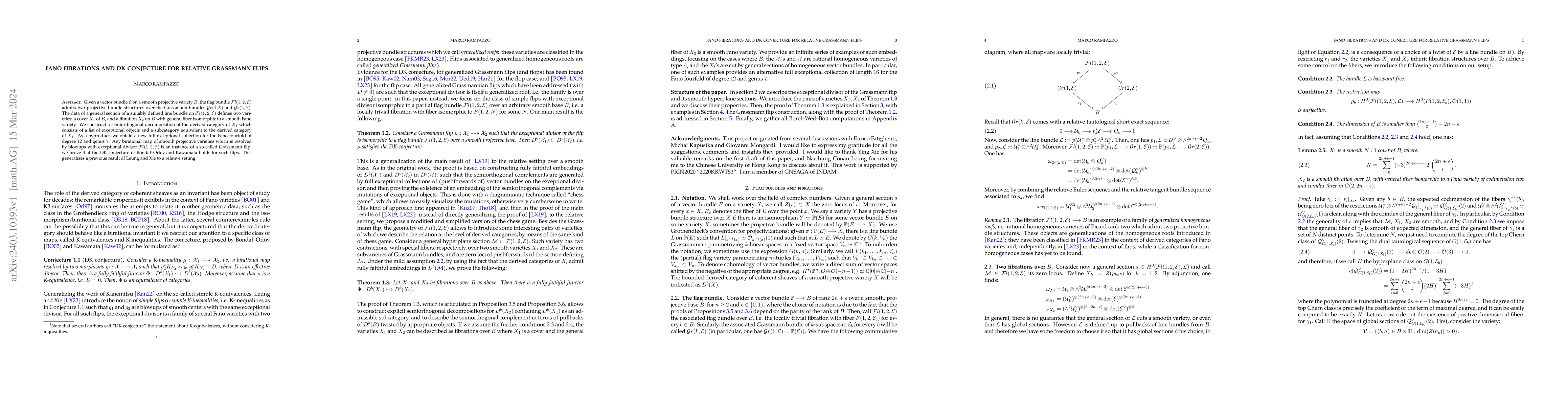 Thumbnail for Fano fibrations and DK conjecture for relative Grassmann flips