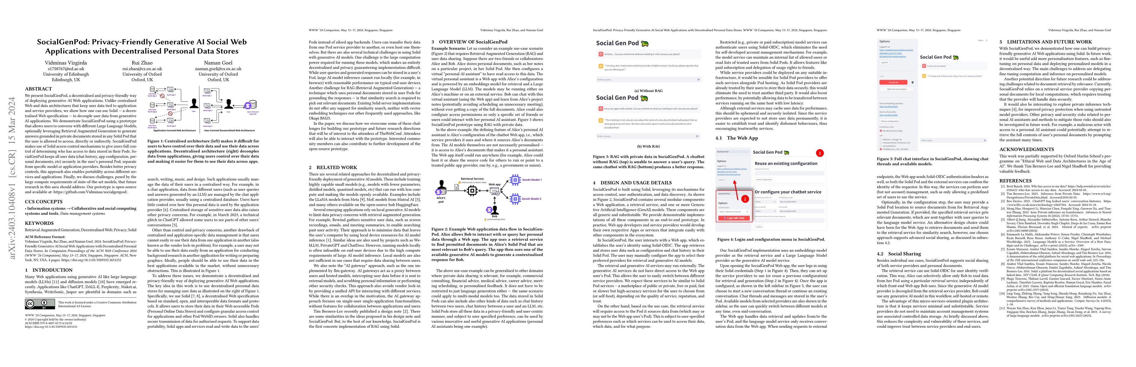 Thumbnail for SocialGenPod: Privacy-Friendly Generative AI Social Web Applications
  with Decentralised Personal Data Stores