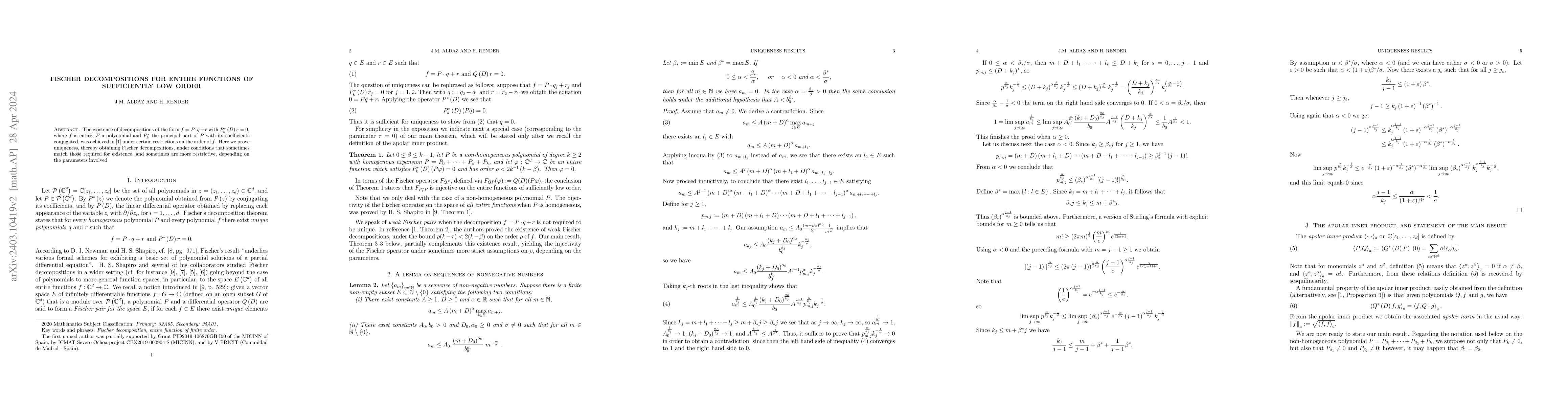 Thumbnail for Fischer decompositions for entire functions of sufficiently low order