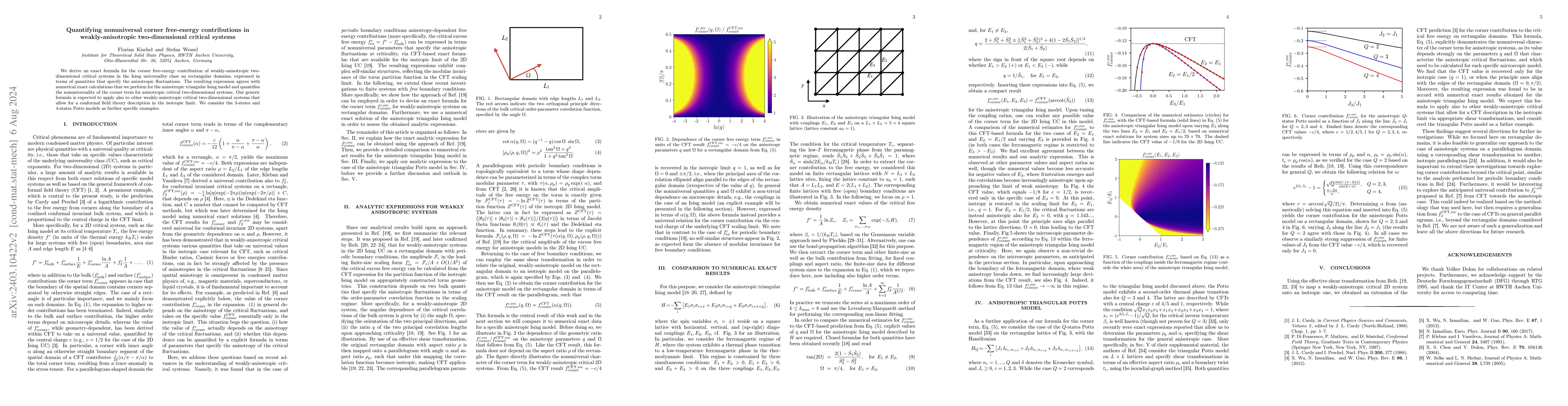 Thumbnail for Quantifying nonuniversal corner free-energy contributions in
  weakly-anisotropic two-dimensional critical systems