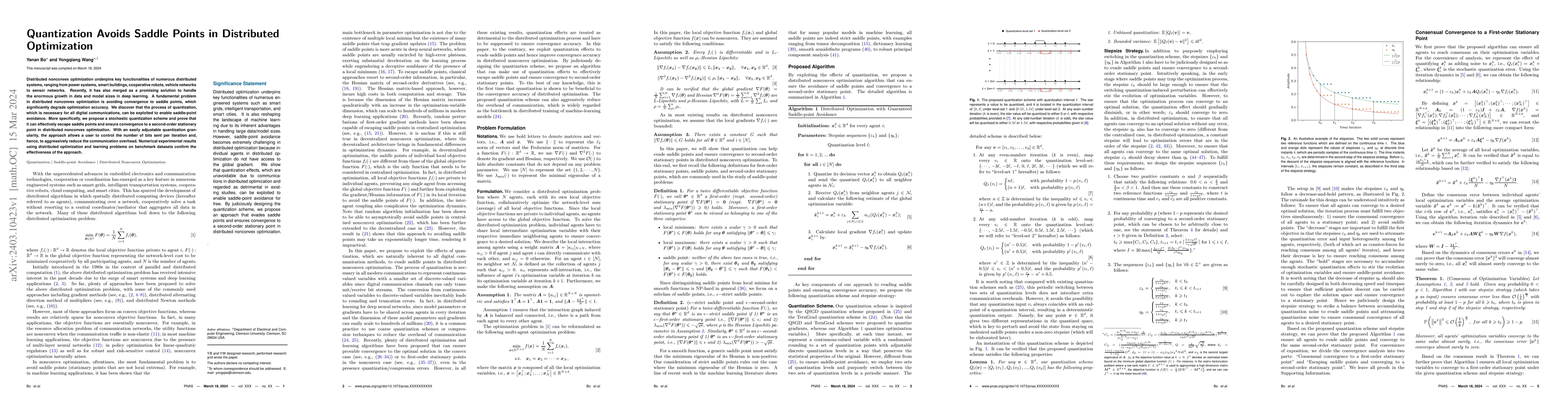 Thumbnail for Quantization Avoids Saddle Points in Distributed Optimization