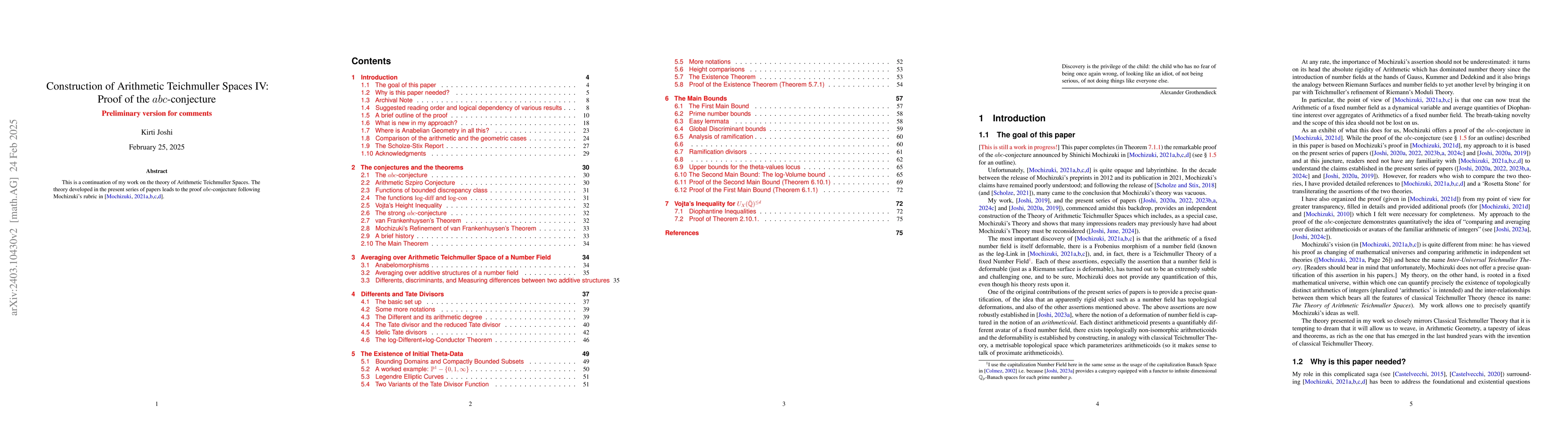 Thumbnail for Construction of Arithmetic Teichmuller Spaces IV: Proof of the
  abc-conjecture