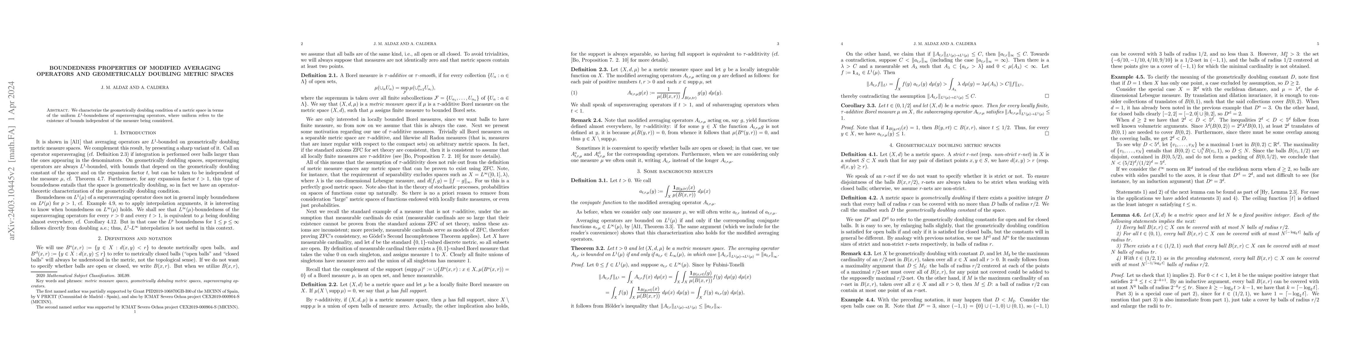 Thumbnail for Boundedness properties of modified averaging operators and geometrically
  doubling metric spaces