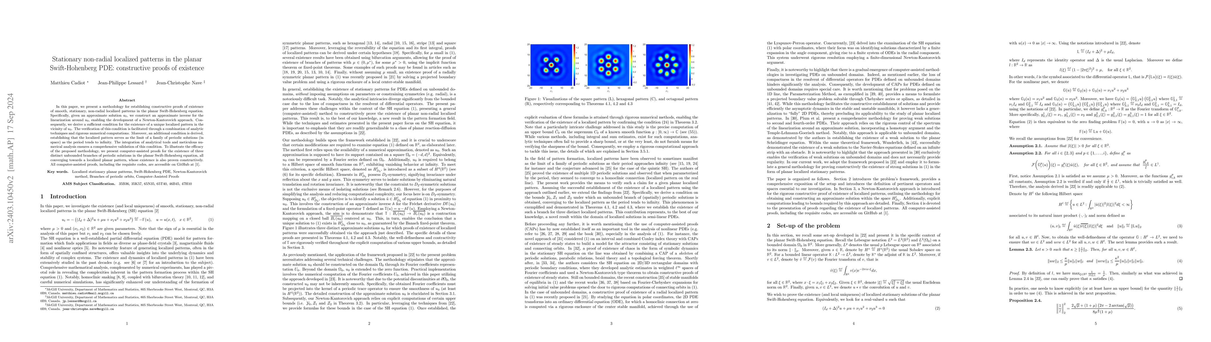 Thumbnail for Stationary non-radial localized patterns in the planar Swift-Hohenberg
  PDE: constructive proofs of existence