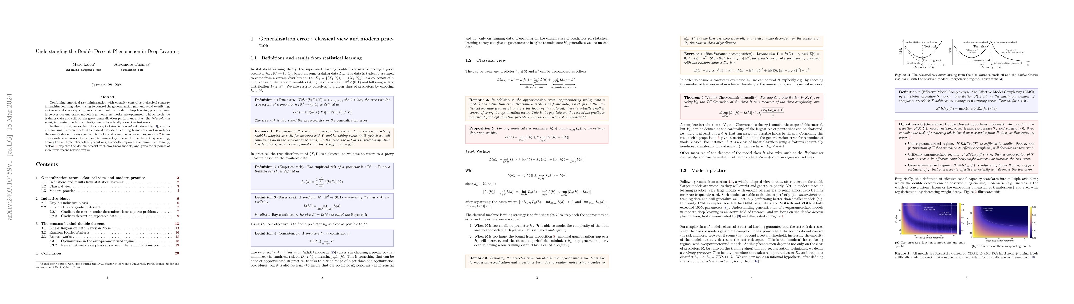 Thumbnail for Understanding the Double Descent Phenomenon in Deep Learning