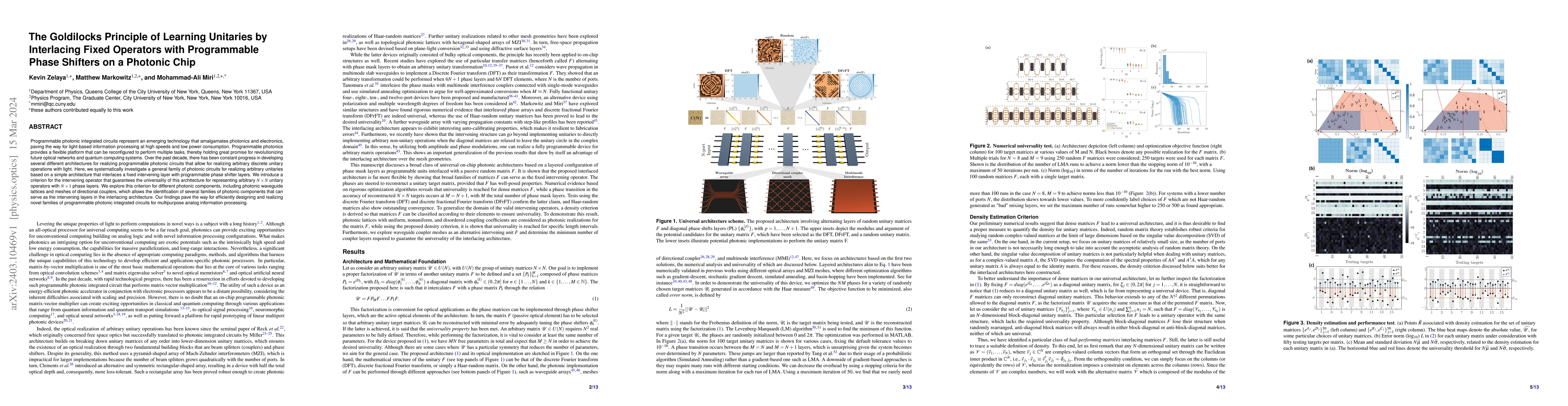 Thumbnail for The Goldilocks Principle of Learning Unitaries by Interlacing Fixed
  Operators with Programmable Phase Shifters on a Photonic Chip