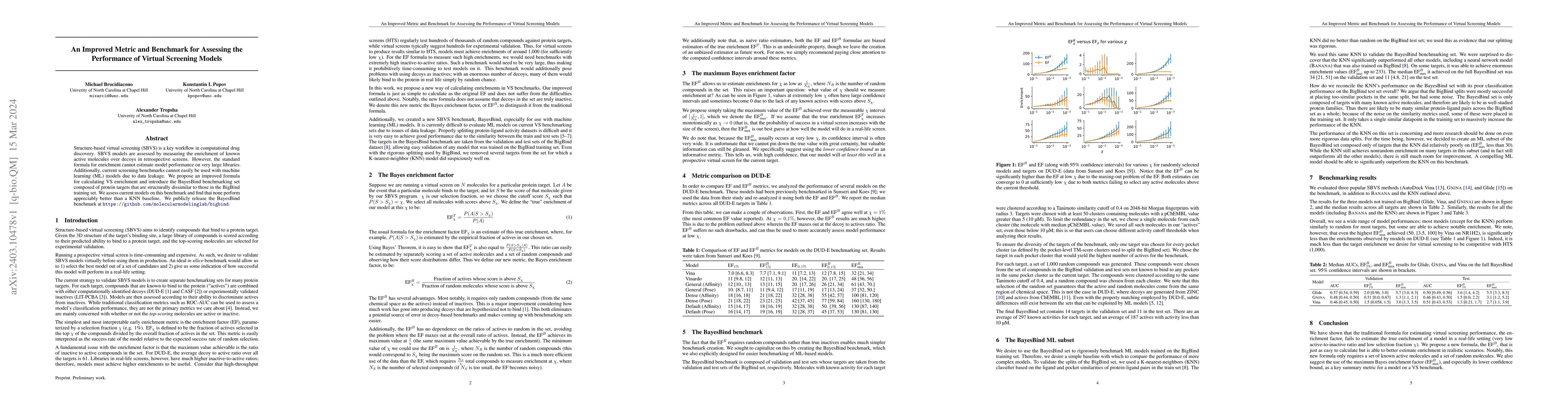 Thumbnail for An Improved Metric and Benchmark for Assessing the Performance of
  Virtual Screening Models