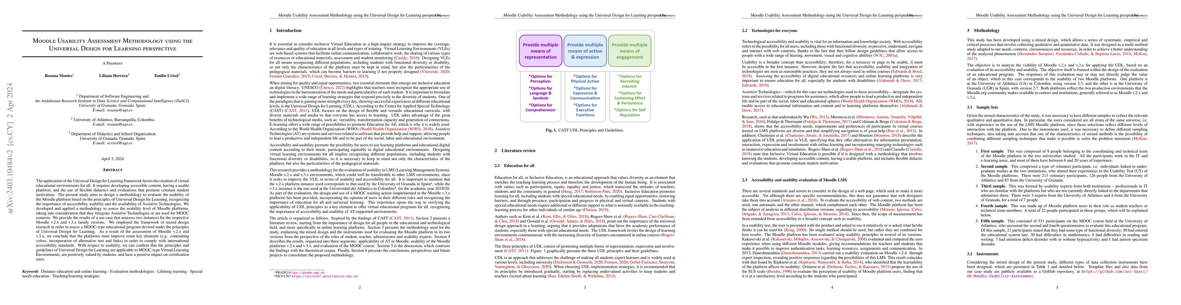 Thumbnail for Moodle Usability Assessment Methodology using the Universal Design for
  Learning perspective