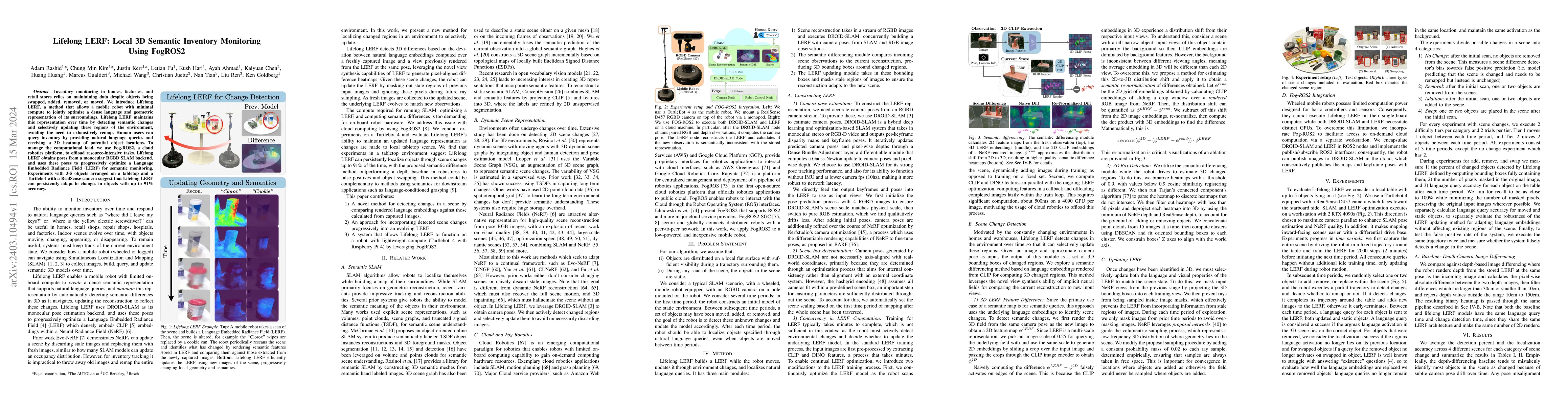 Thumbnail for Lifelong LERF: Local 3D Semantic Inventory Monitoring Using FogROS2