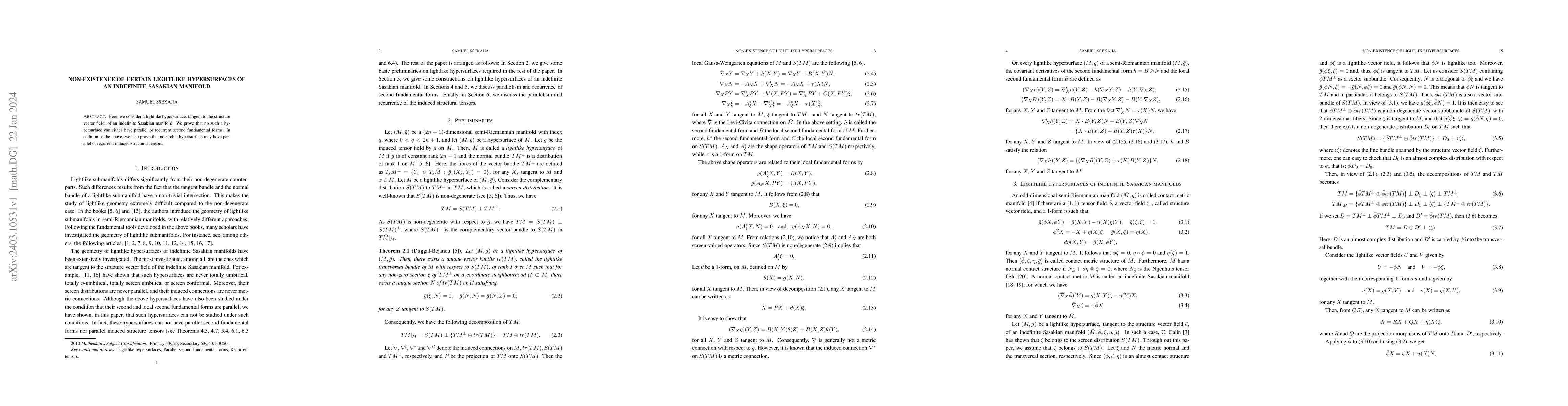 Thumbnail for Non-existence of certain lightlike hypersurfaces of an indefinite
  Sasakian manifold