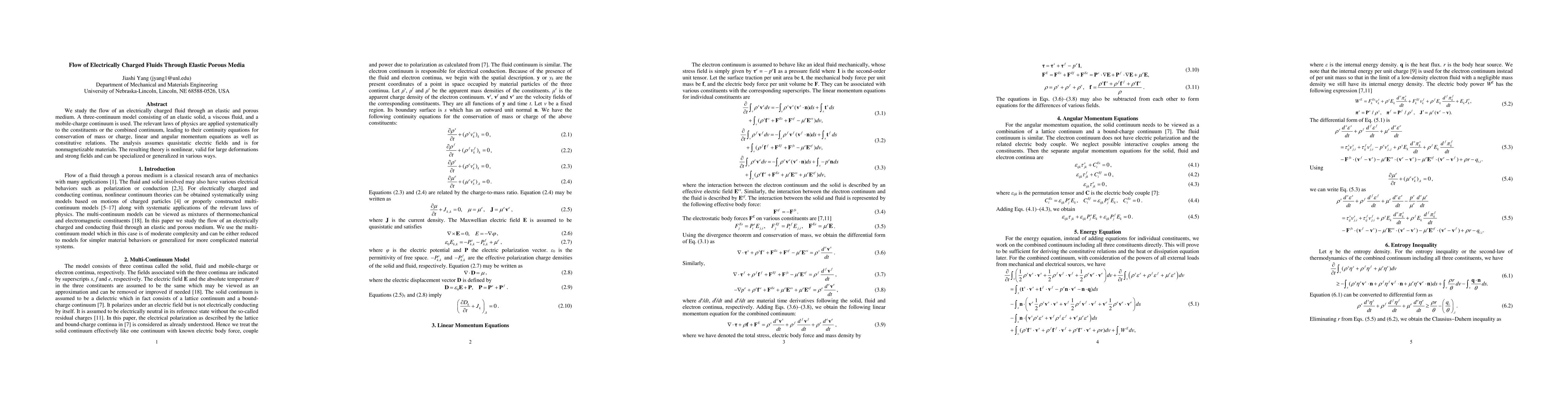 Thumbnail for Flow of Electrically Charged Fluids Through Elastic Porous Media