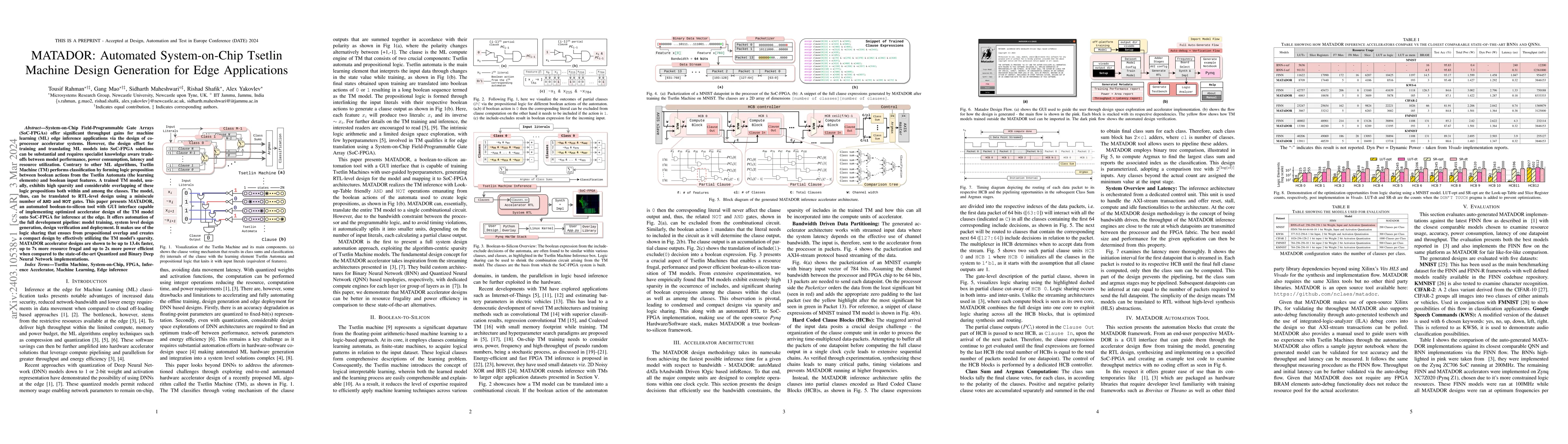 Thumbnail for MATADOR: Automated System-on-Chip Tsetlin Machine Design Generation for
  Edge Applications