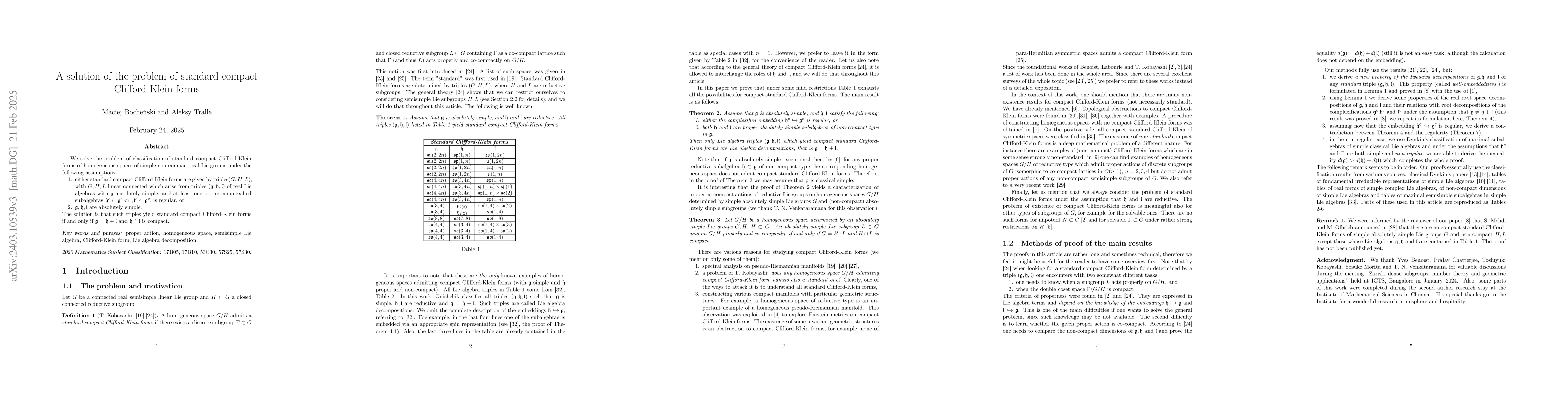 Thumbnail for A solution of the problem of standard compact Clifford-Klein forms
