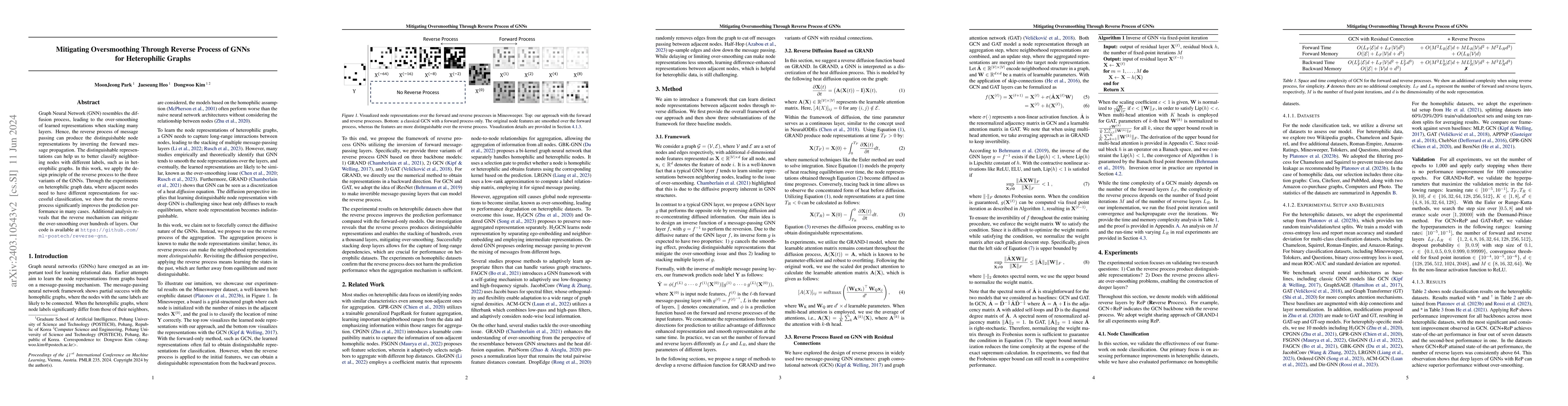 Thumbnail for Mitigating Oversmoothing Through Reverse Process of GNNs for
  Heterophilic Graphs