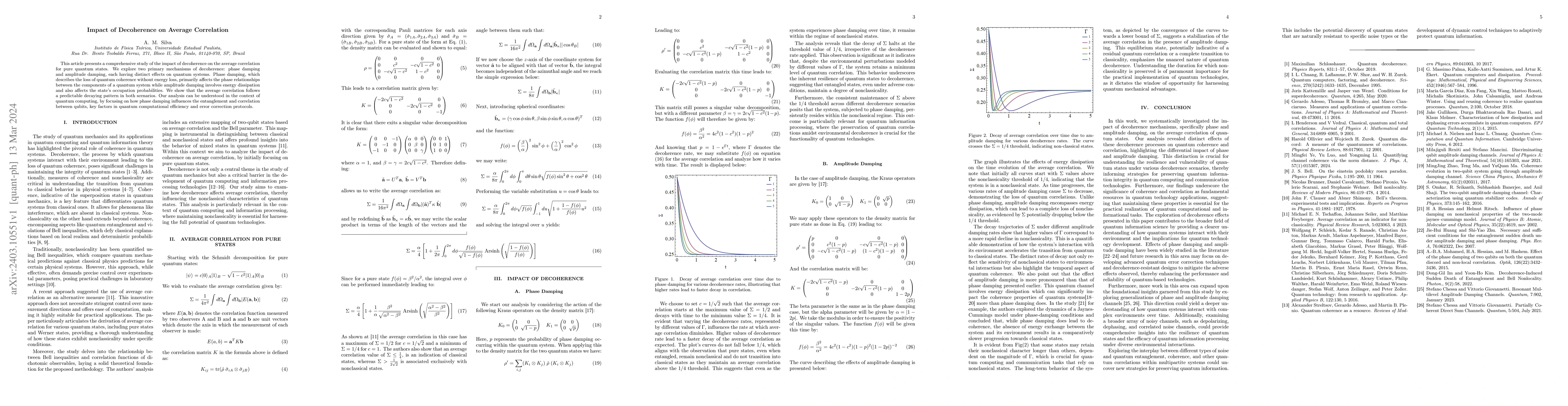 Thumbnail for Impact of Decoherence on Average Correlation