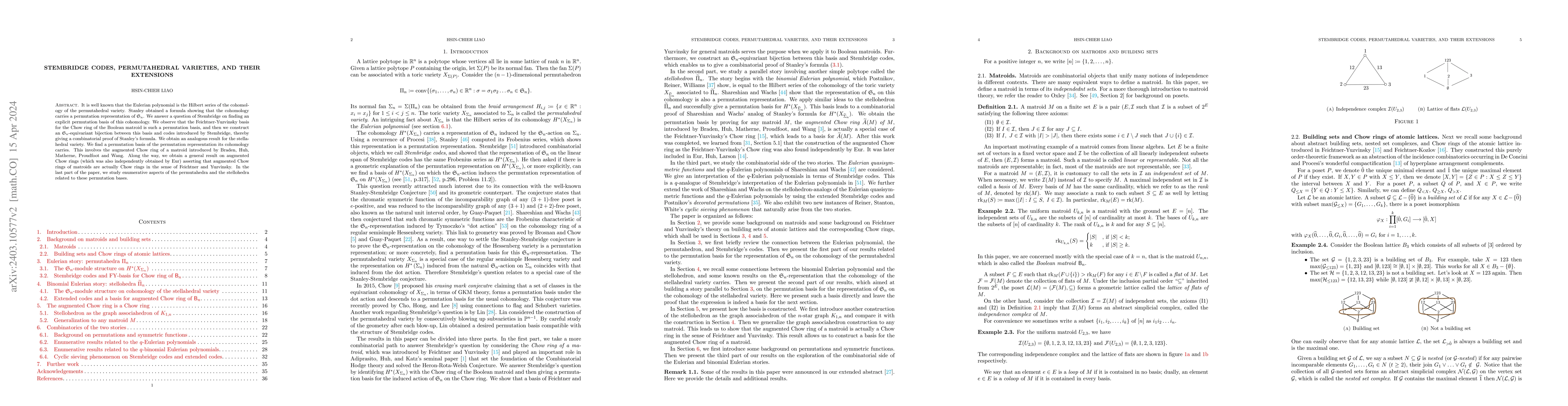 Thumbnail for Stembridge codes, permutahedral varieties, and their extensions