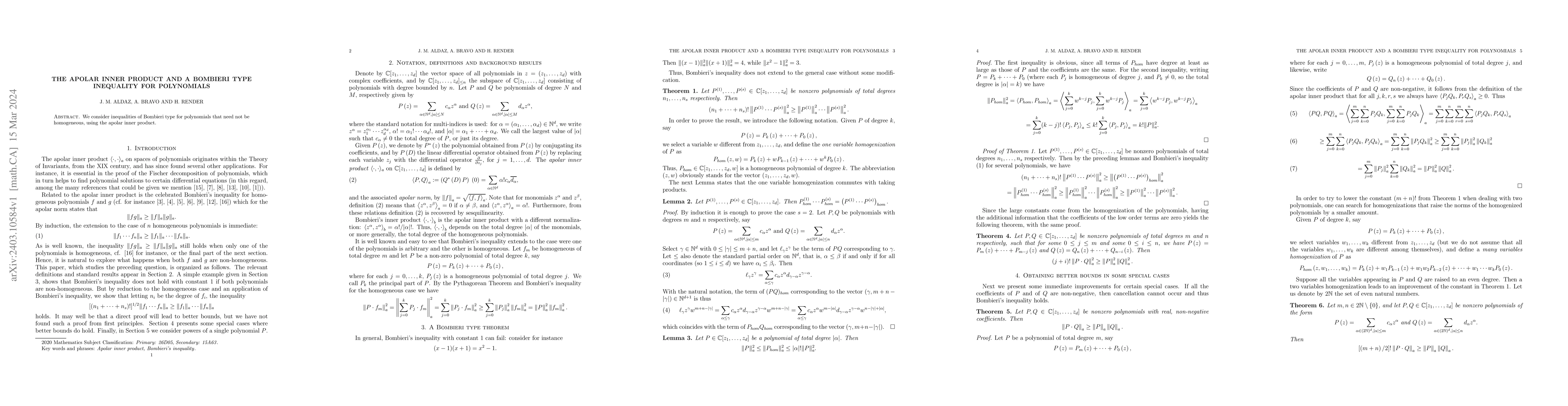 Thumbnail for The apolar inner product and a Bombieri type inequality for polynomials