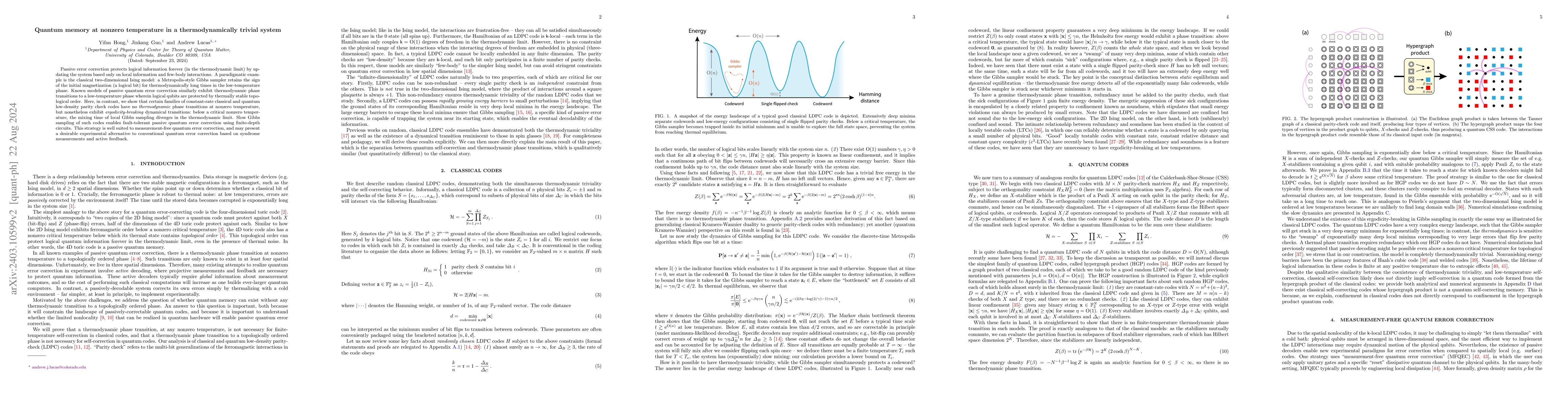 Thumbnail for Quantum memory at nonzero temperature in a thermodynamically trivial
  system