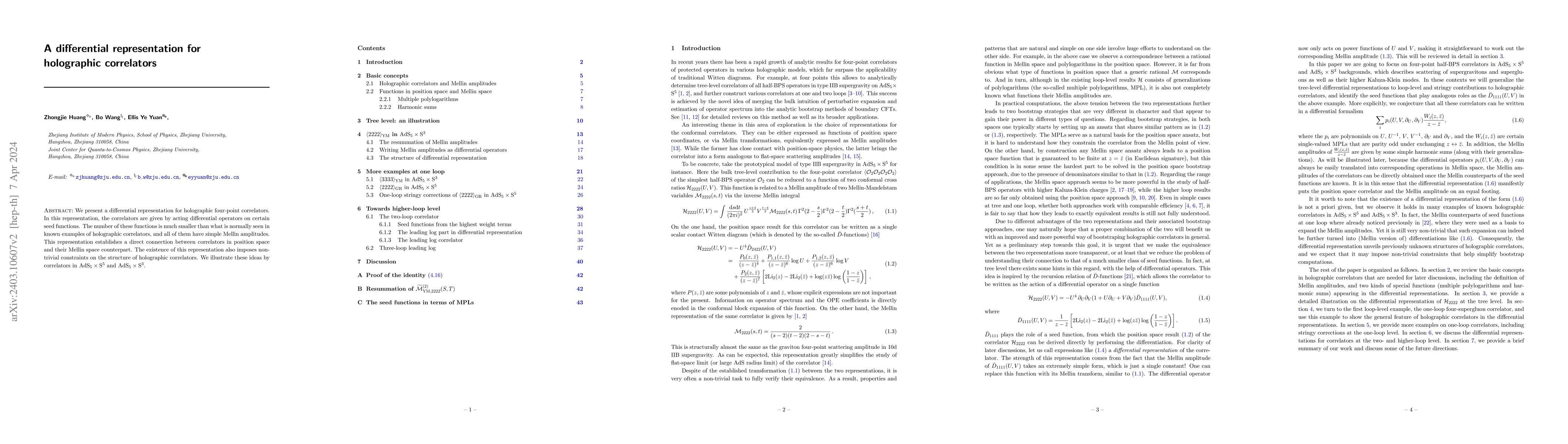 Thumbnail for A differential representation for holographic correlators