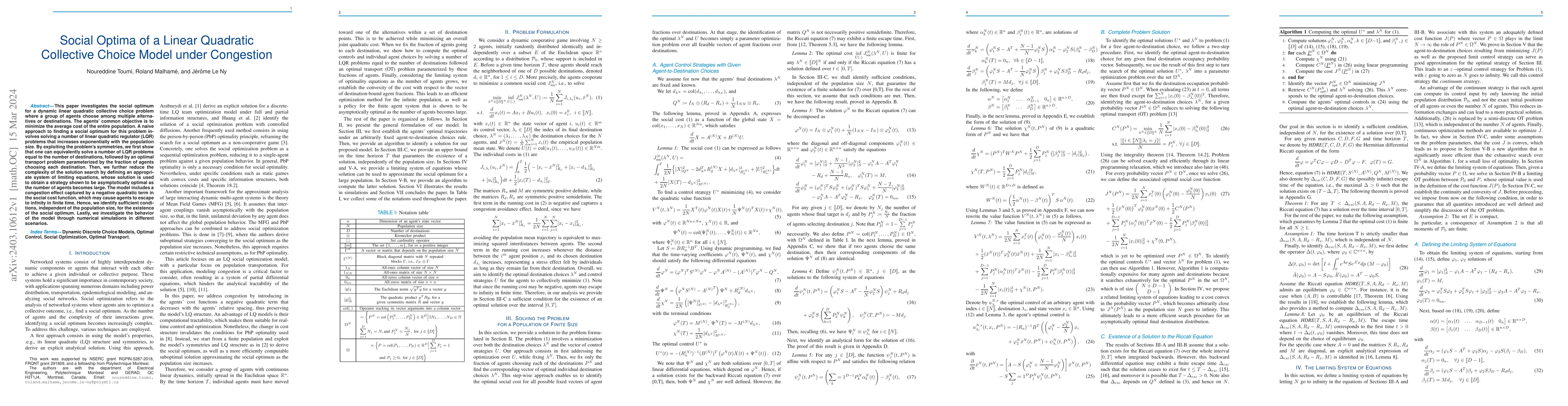 Thumbnail for Social Optima of a Linear Quadratic Collective Choice Model under
  Congestion