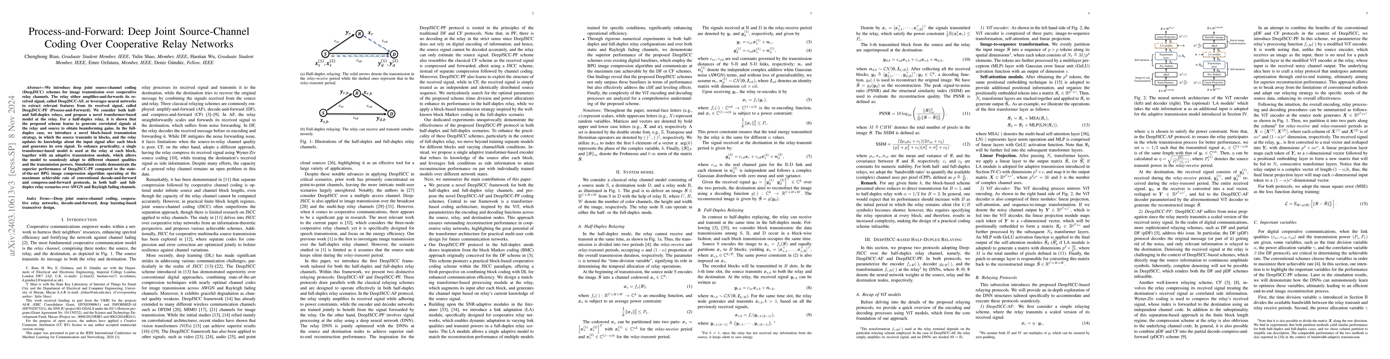 Thumbnail for Process-and-Forward: Deep Joint Source-Channel Coding Over Cooperative
  Relay Networks