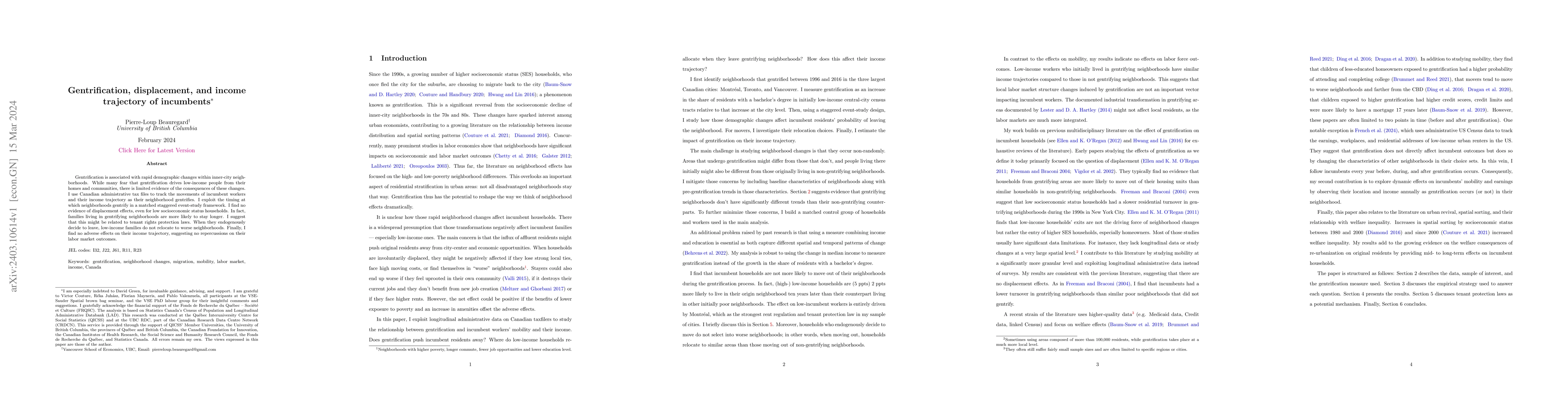 Thumbnail for Gentrification, displacement, and income trajectory of incumbents