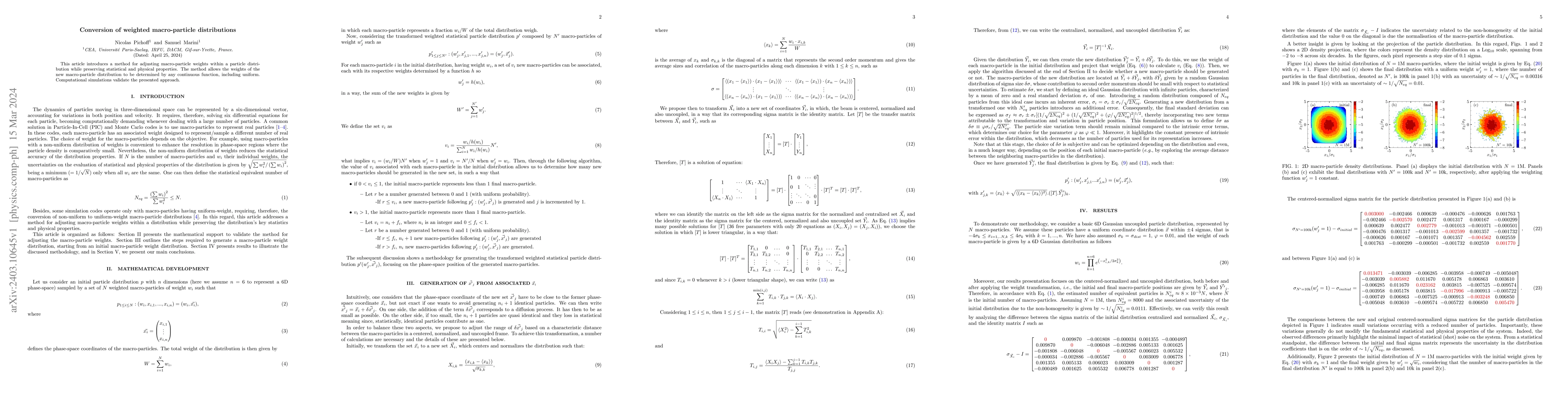 Thumbnail for Conversion of weighted macro-particle distributions