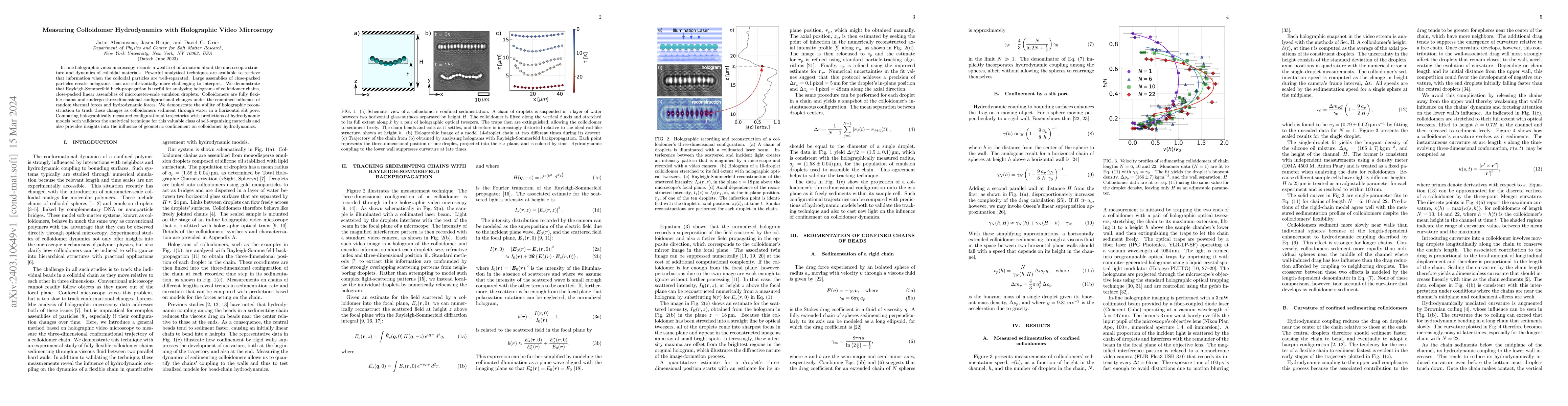 Thumbnail for Measuring Colloidomer Hydrodynamics with Holographic Video Microscopy
