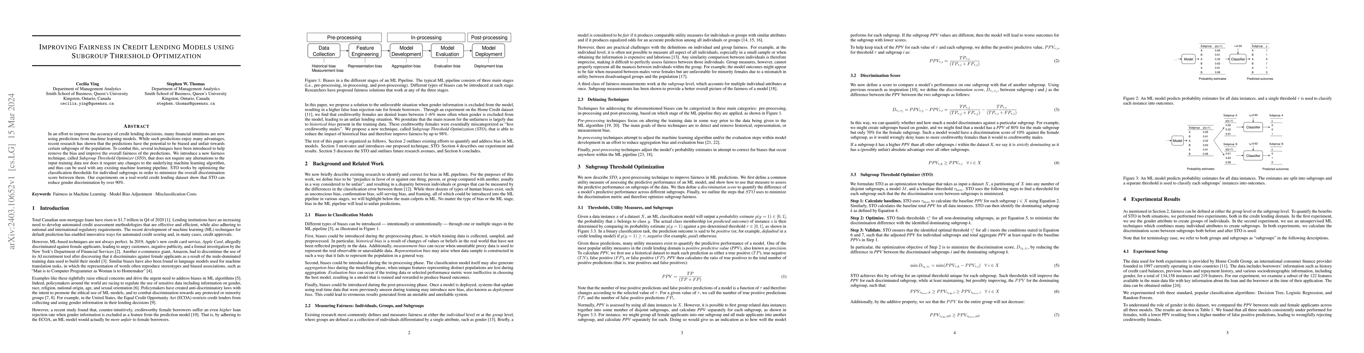 Thumbnail for Improving Fairness in Credit Lending Models using Subgroup Threshold
  Optimization