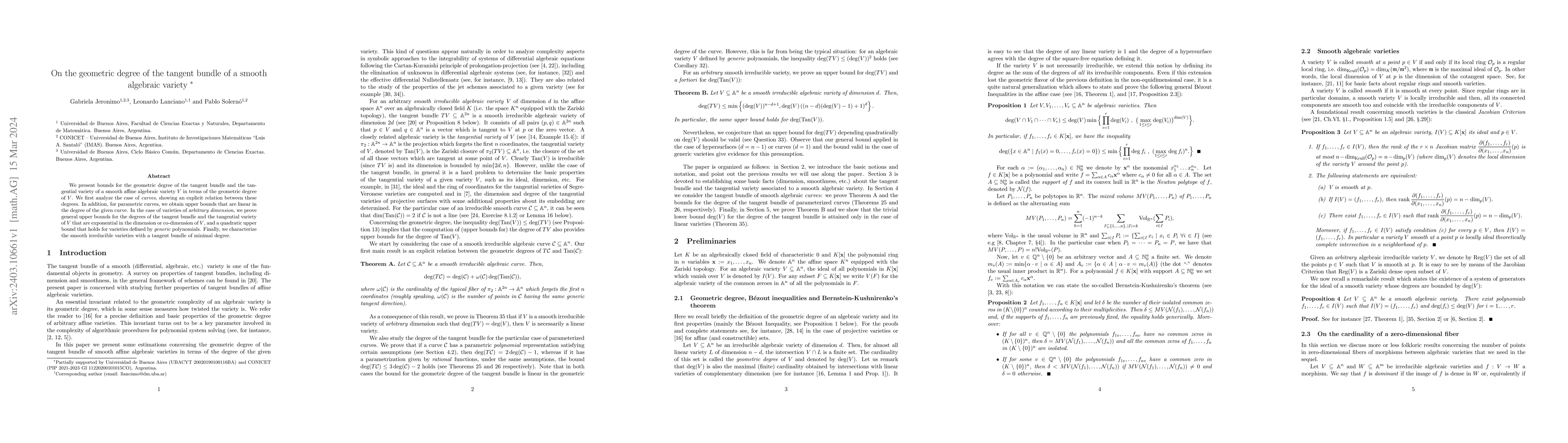 Thumbnail for On the geometric degree of the tangent bundle of a smooth algebraic
  variety