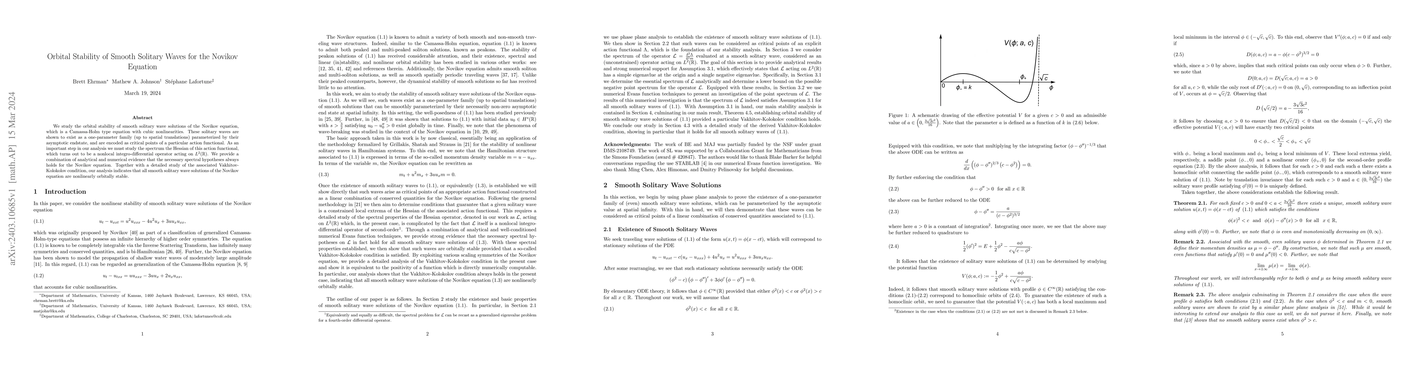 Thumbnail for Orbital Stability of Smooth Solitary Waves for the Novikov Equation