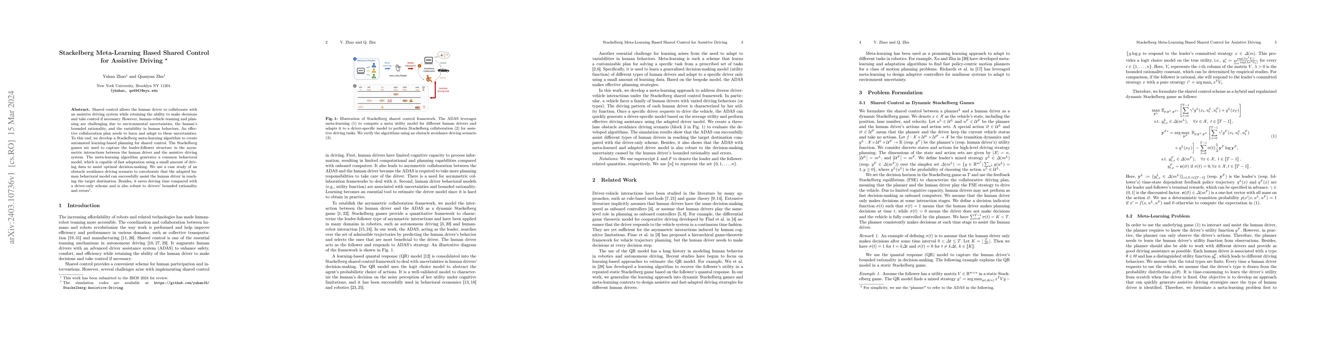 Thumbnail for Stackelberg Meta-Learning Based Shared Control for Assistive Driving