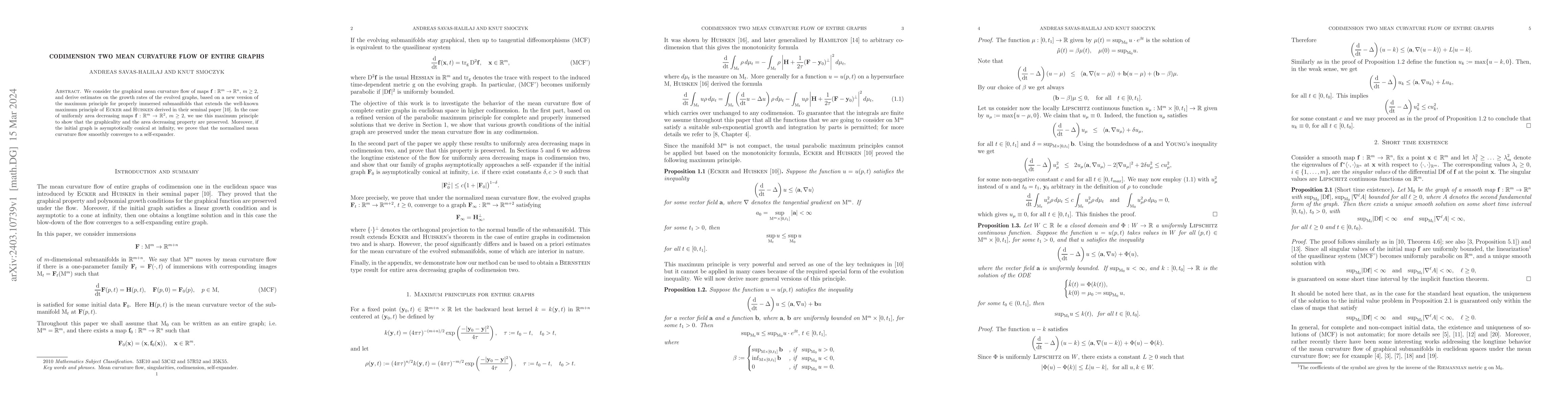Thumbnail for Codimension two mean curvature flow of entire graphs
