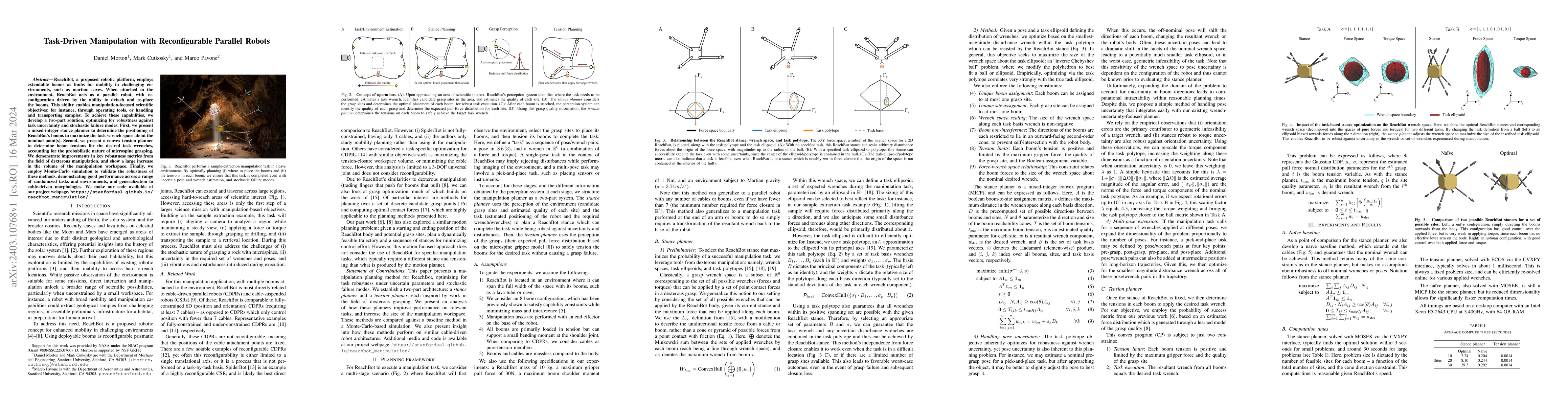 Thumbnail for Task-Driven Manipulation with Reconfigurable Parallel Robots