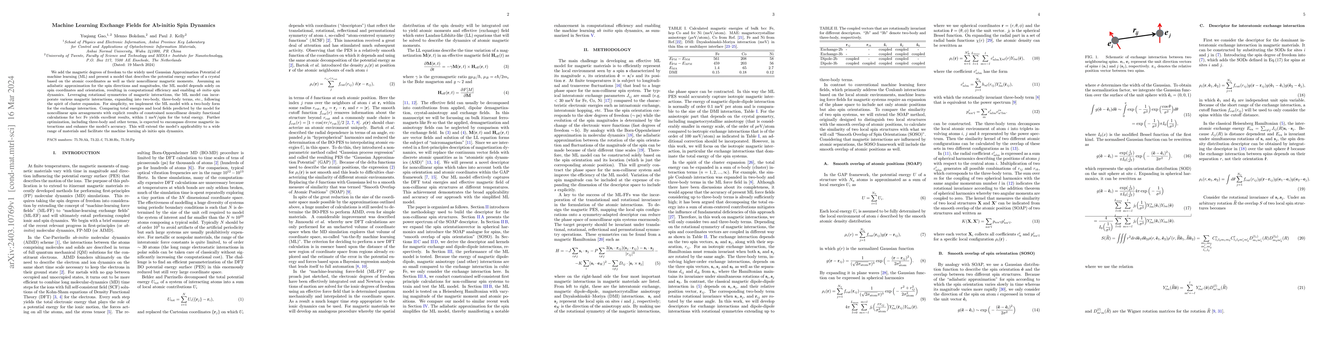 Thumbnail for Machine Learning Exchange Fields for Ab-initio Spin Dynamics