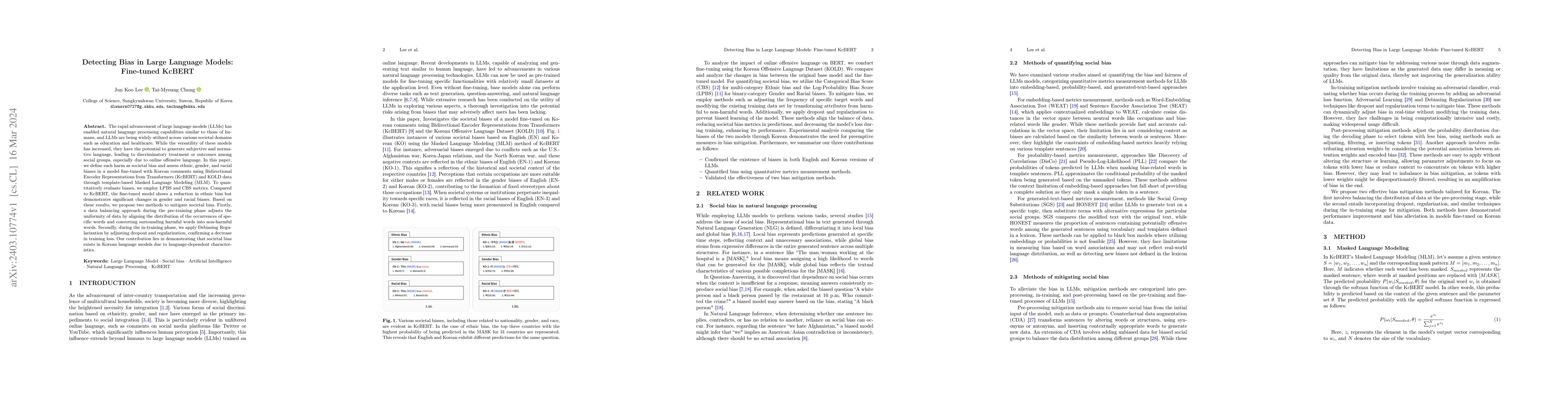 Thumbnail for Detecting Bias in Large Language Models: Fine-tuned KcBERT