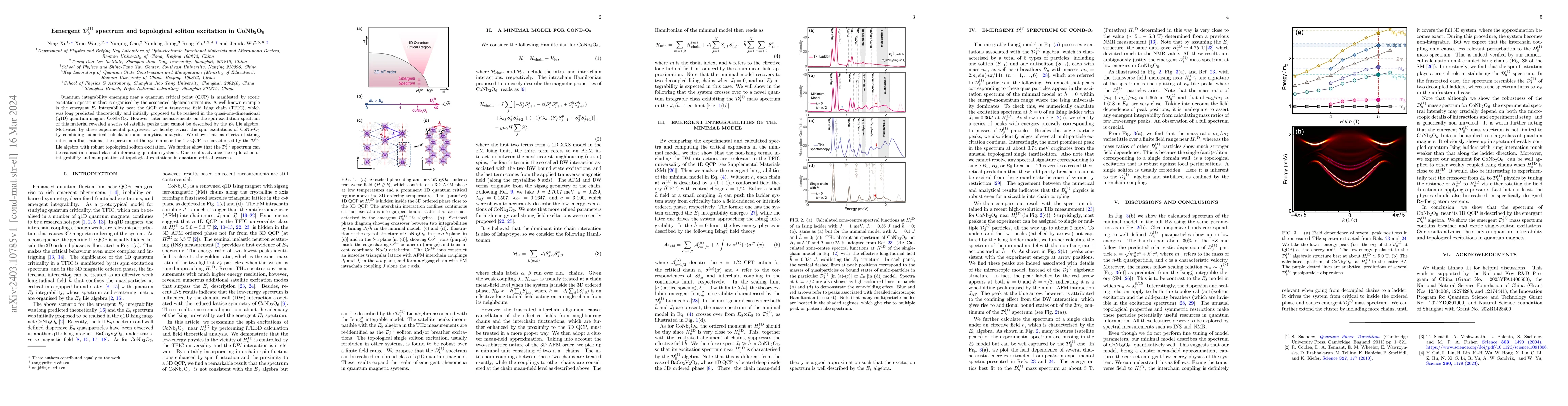 Thumbnail for Emergent $D_8^{(1)}$ spectrum and topological soliton excitation in
  CoNb$_2$O$_6$