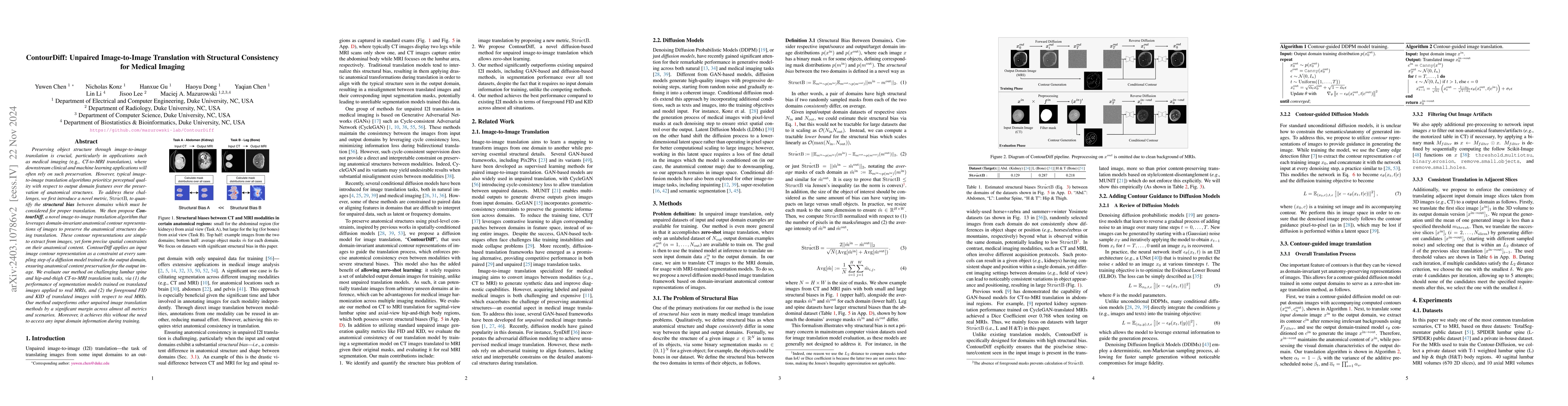 Thumbnail for ContourDiff: Unpaired Image Translation with Contour-Guided Diffusion
  Models