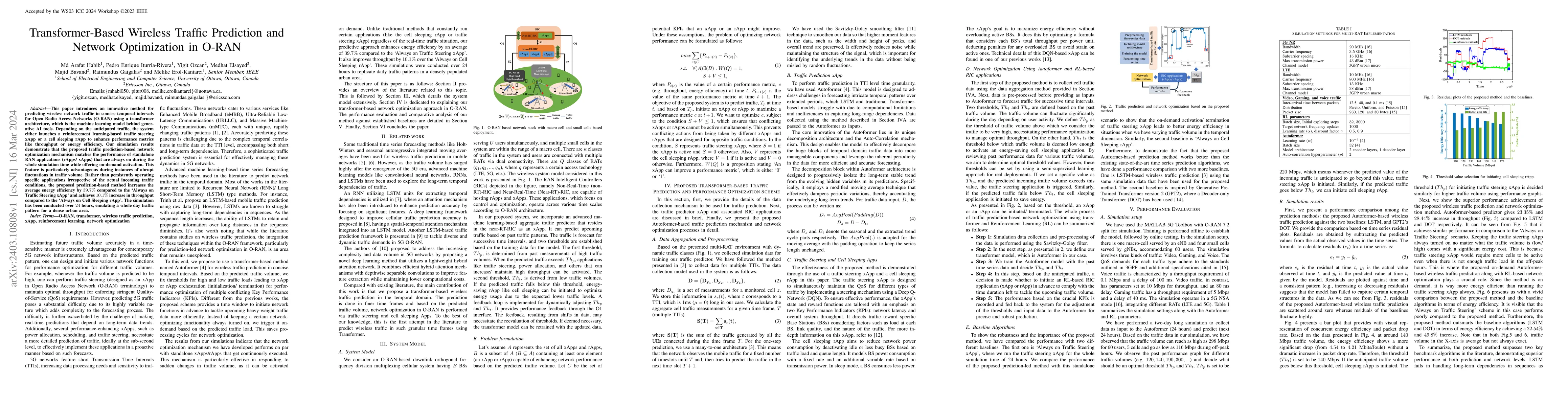 Thumbnail for Transformer-Based Wireless Traffic Prediction and Network Optimization
  in O-RAN