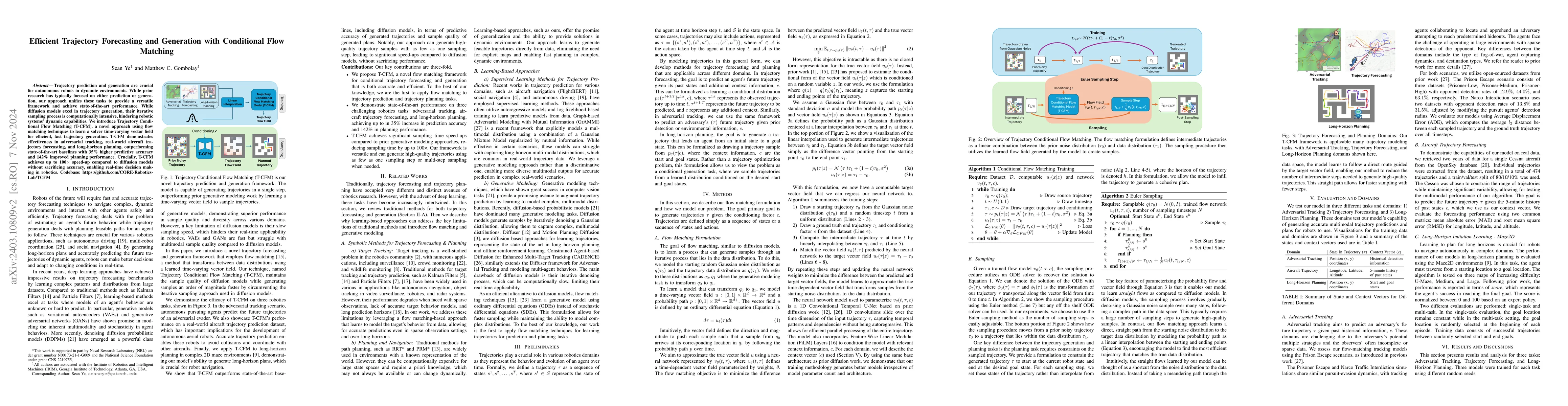 Thumbnail for Efficient Trajectory Forecasting and Generation with Conditional Flow
  Matching