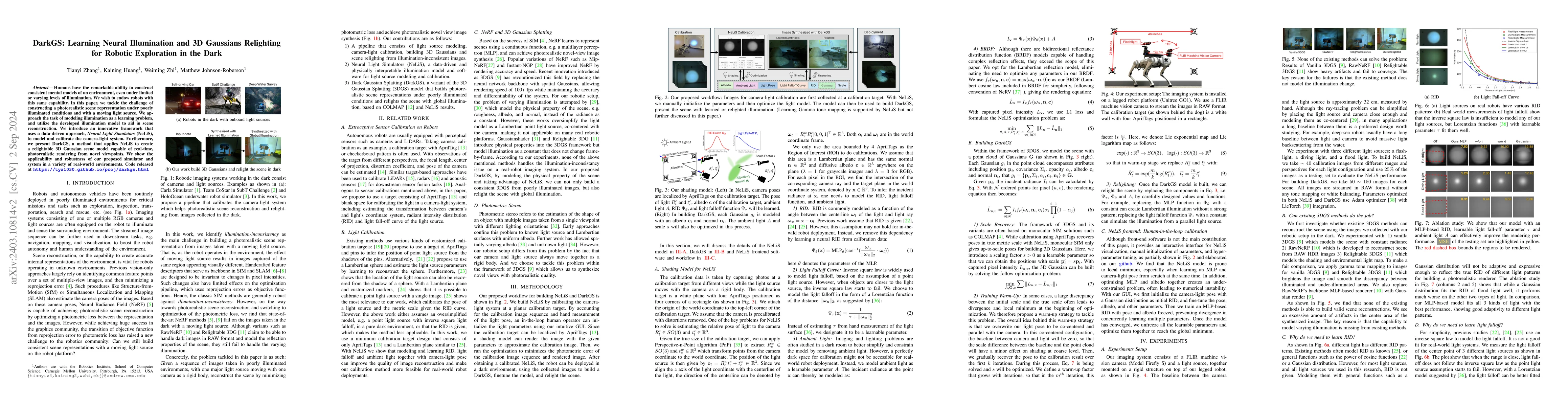 Thumbnail for DarkGS: Learning Neural Illumination and 3D Gaussians Relighting for
  Robotic Exploration in the Dark