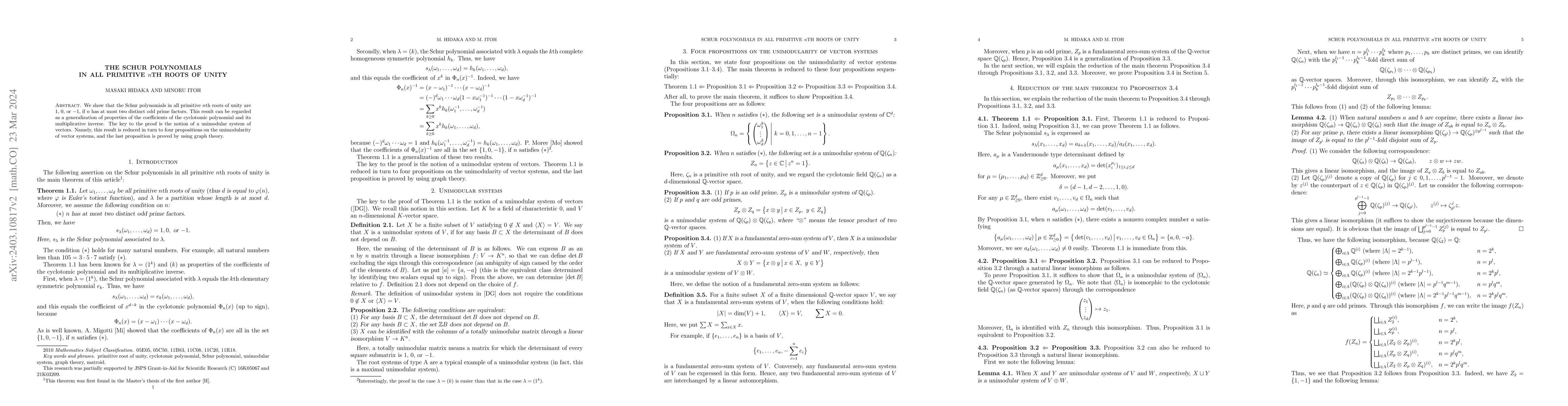 Thumbnail for The Schur polynomials in all primitive $n$th roots of unity