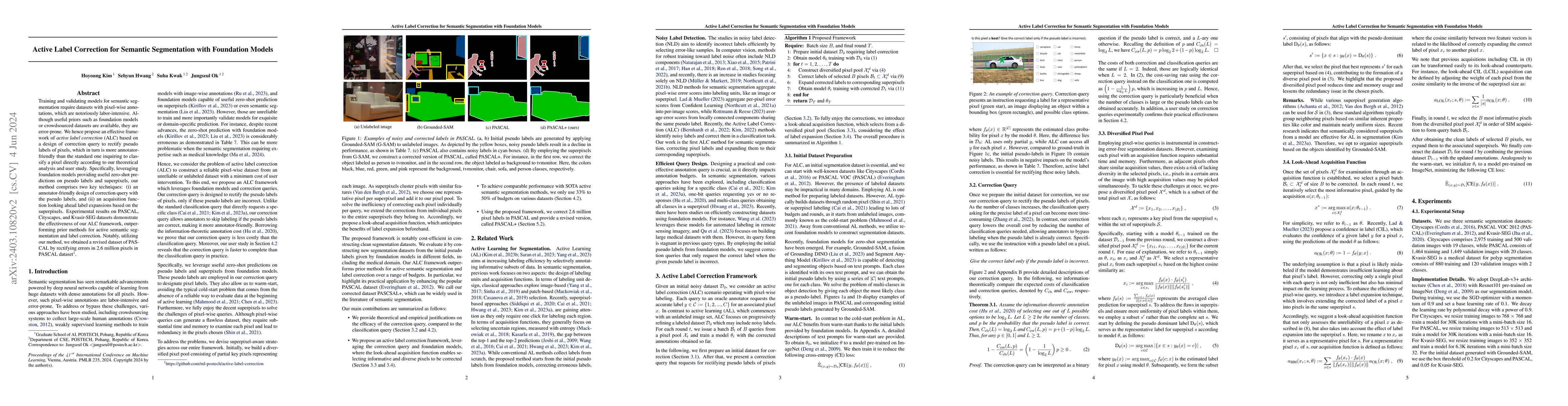 Thumbnail for Active Label Correction for Semantic Segmentation with Foundation Models